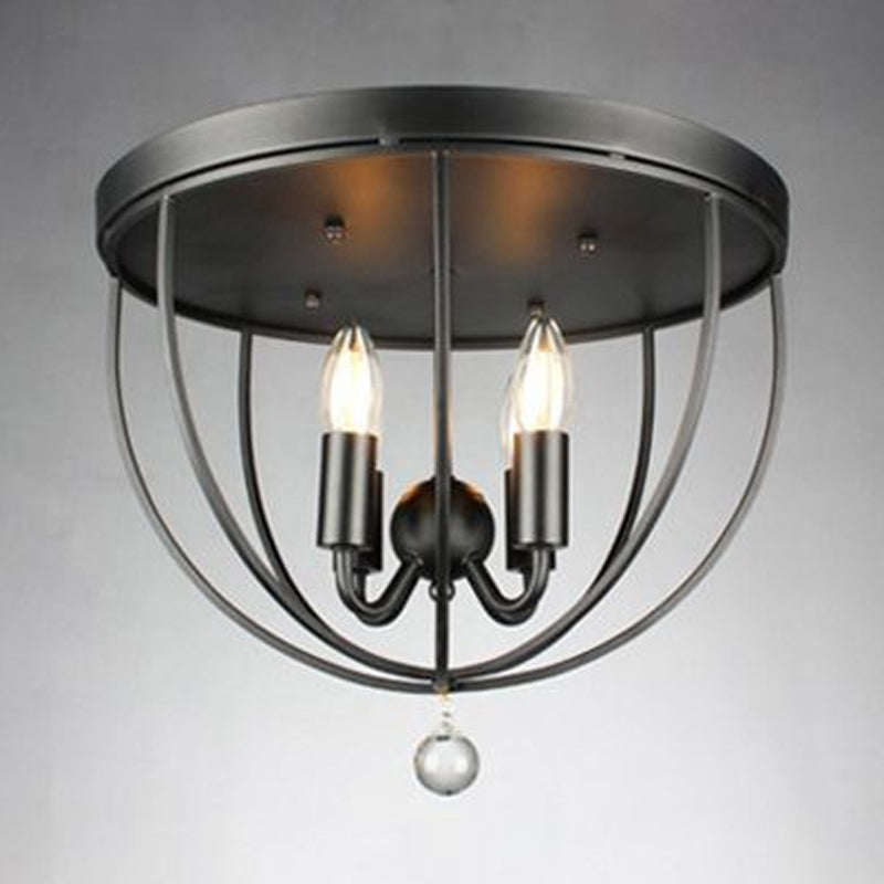 Plafonnier Madeleine en grillage industriel et cristal