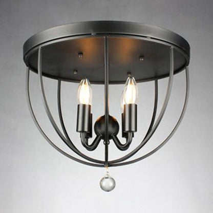Plafonnier Madeleine en grillage industriel et cristal