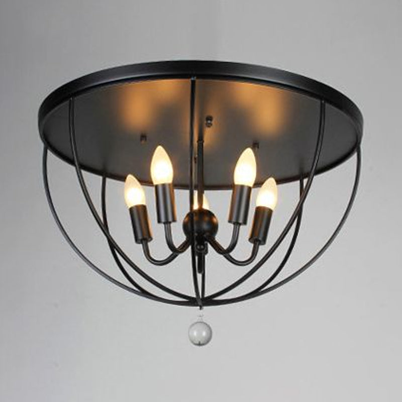 Plafonnier Madeleine en grillage industriel et cristal