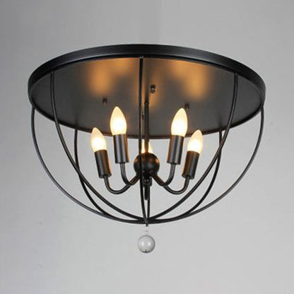 Plafonnier Madeleine en grillage industriel et cristal
