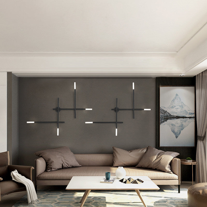 Applique murale Camille Crossed Lines finition noir/or avec 4 LED
