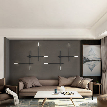 Applique murale Camille Crossed Lines finition noir/or avec 4 LED
