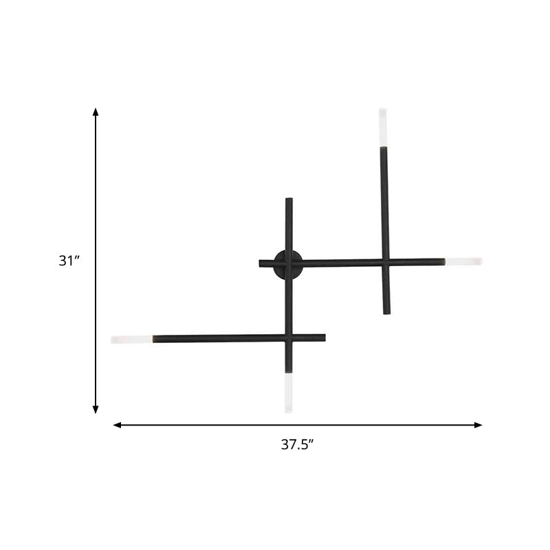 Applique murale Camille Crossed Lines finition noir/or avec 4 LED