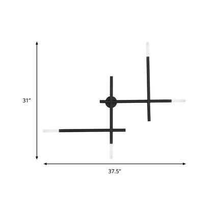 Applique murale Camille Crossed Lines finition noir/or avec 4 LED