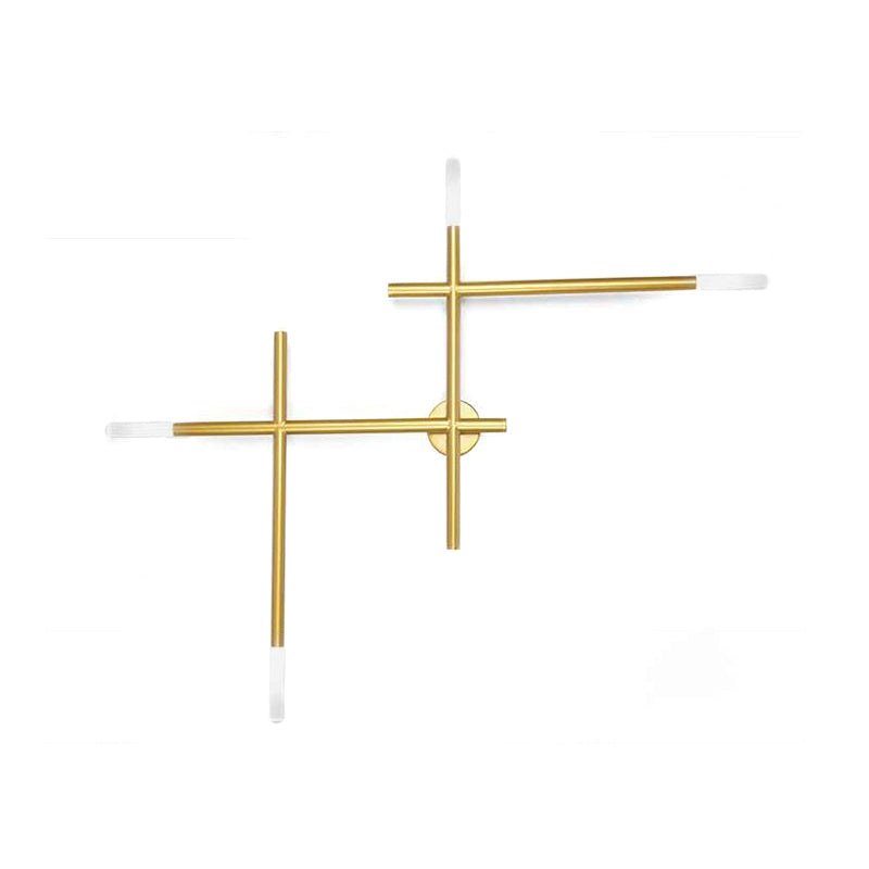 Applique murale Camille Crossed Lines finition noir/or avec 4 LED