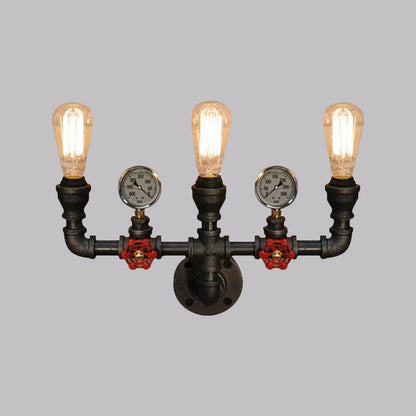 Magnus Steampunk Pipe & Gauge Wall Sconce