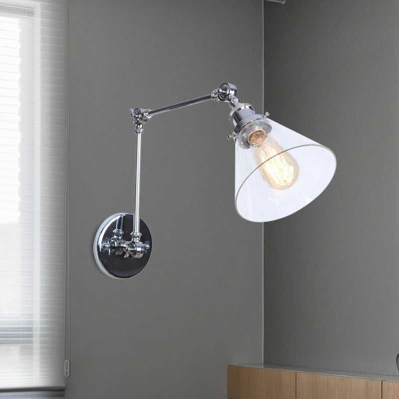 Lucienne Vintage Swing Arm Glass Wall Sconce Lamp