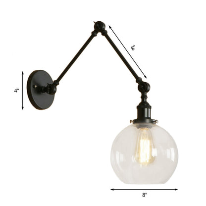 Delphine Industrial Globe Swing Arm Wall Light