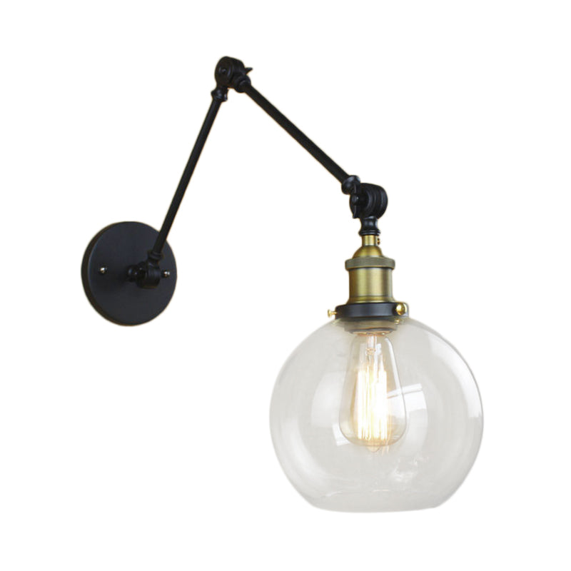 Delphine Industrial Globe Swing Arm Wall Light