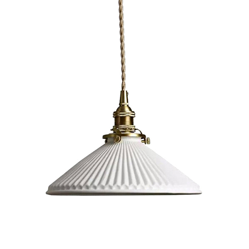 Clémence Ribbed Conical Ceramic Pendant Light