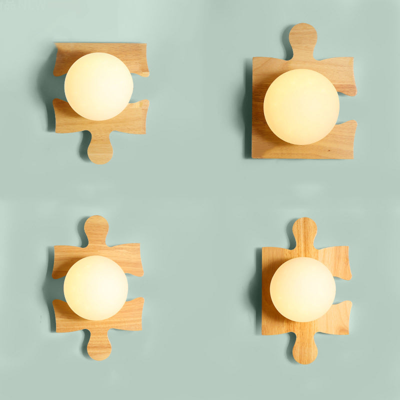 Applique murale Amélie en bois et verre