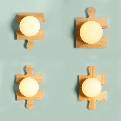 Applique murale Amélie en bois et verre