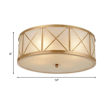 Geneviève Cream Glass Gold Flush Ceiling Light