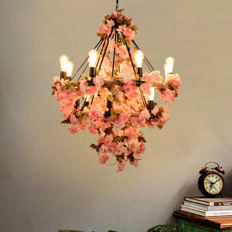 Lustre Adèle en corde florale à ampoules nues