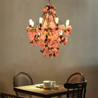 Lustre Adèle en corde florale à ampoules nues