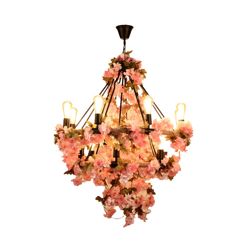 Lustre Adèle en corde florale à ampoules nues