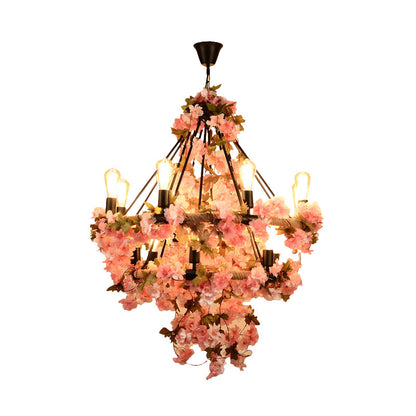 Lustre Adèle en corde florale à ampoules nues