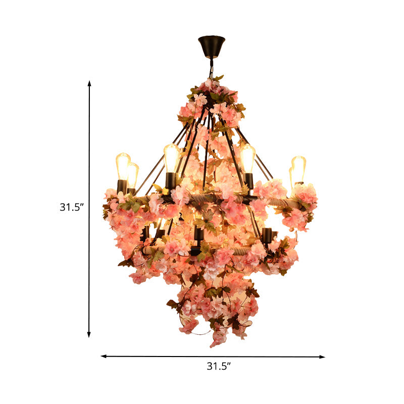 Lustre Adèle en corde florale à ampoules nues