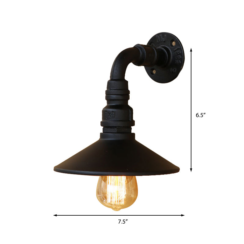 Aurélie Conic Shade Steampunk Wall Sconce Brass/Black