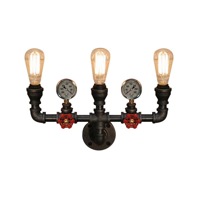Magnus Steampunk Pipe & Gauge Wall Sconce