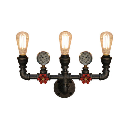 Magnus Steampunk Pipe & Gauge Wall Sconce