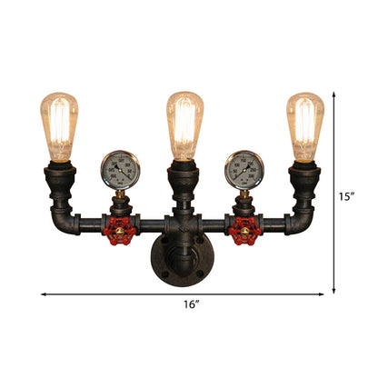 Magnus Steampunk Pipe & Gauge Wall Sconce