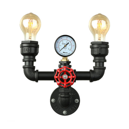 Magnus Steampunk Pipe & Gauge Wall Sconce