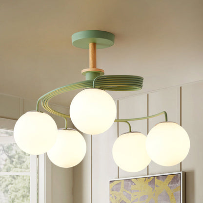 Aurélie Swirl Nordic Semi-Flush Chandelier