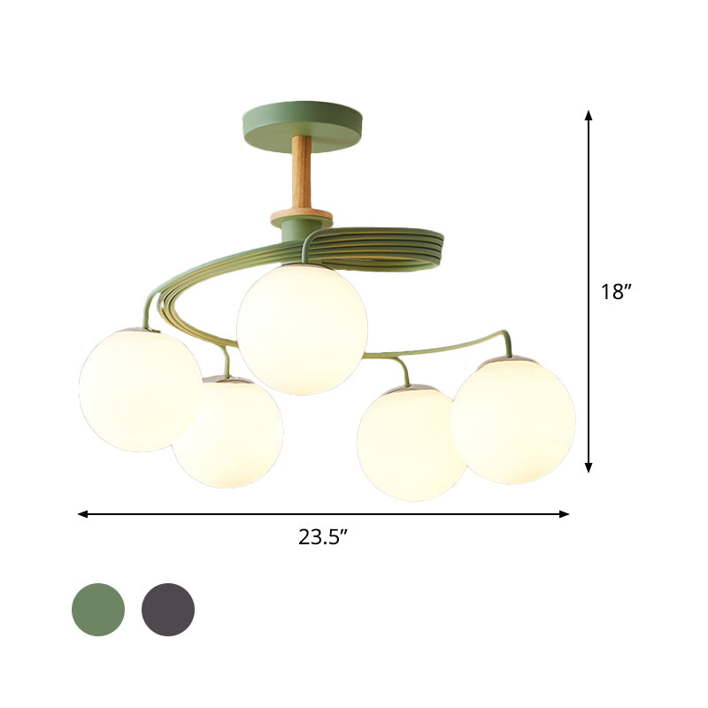 Aurélie Swirl Nordic Semi-Flush Chandelier