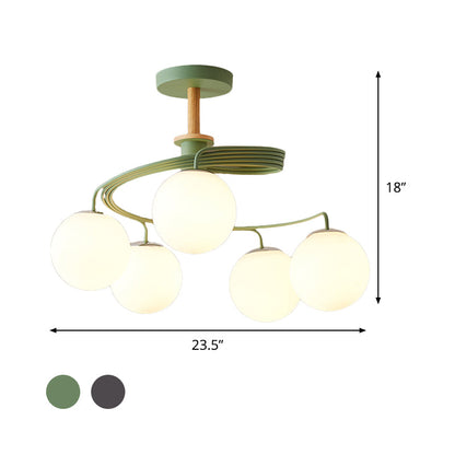 Aurélie Swirl Nordic Semi-Flush Chandelier
