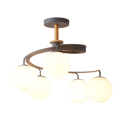 Aurélie Swirl Nordic Semi-Flush Chandelier