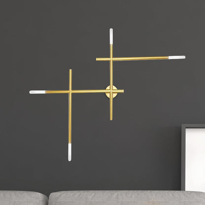 Applique murale Camille Crossed Lines finition noir/or avec 4 LED