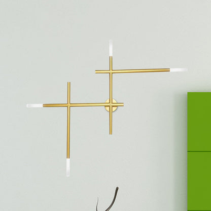 Applique murale Camille Crossed Lines finition noir/or avec 4 LED
