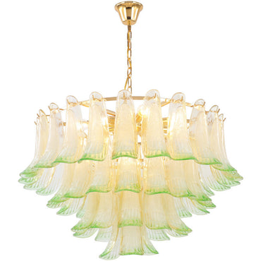 Lustre Madeleine à 4 Niveaux en Vitrail Vert