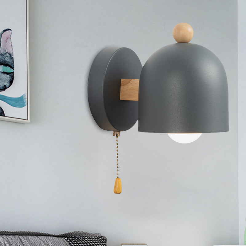 Applique murale à chaîne Clara Nordic Dome Bois gris
