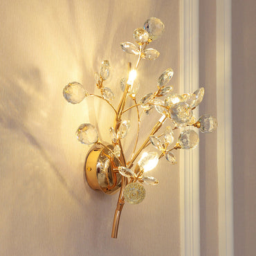 Applique murale Victoire en cristal doré, branche