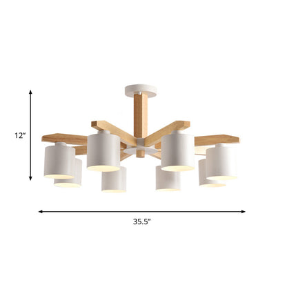 Soren Nordic Wood Arm Cylinder Chandelier