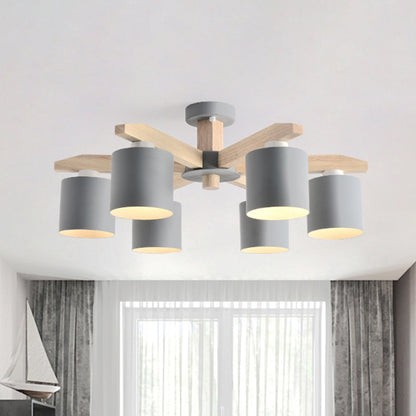 Soren Nordic Wood Arm Cylinder Chandelier