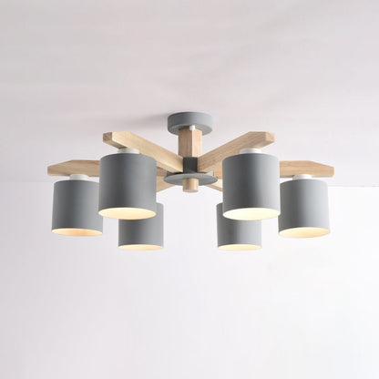Soren Nordic Wood Arm Cylinder Chandelier