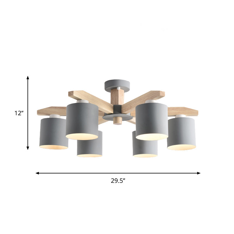 Soren Nordic Wood Arm Cylinder Chandelier
