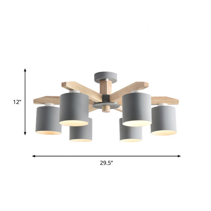 Soren Nordic Wood Arm Cylinder Chandelier
