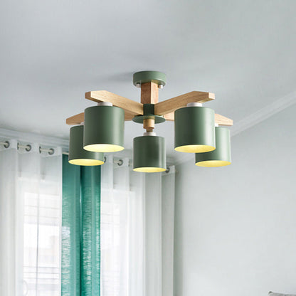 Soren Nordic Wood Arm Cylinder Chandelier