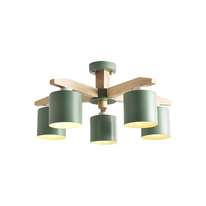 Soren Nordic Wood Arm Cylinder Chandelier