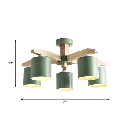 Soren Nordic Wood Arm Cylinder Chandelier