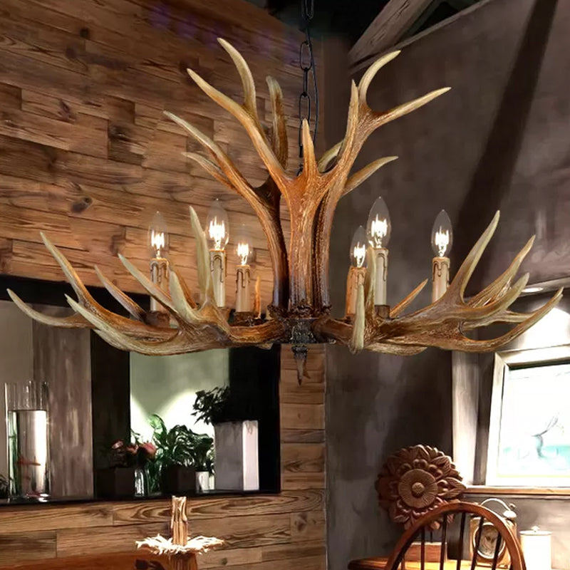 Lustre Geneviève en bois de cerf