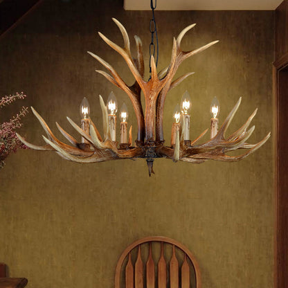 Lustre Geneviève en bois de cerf