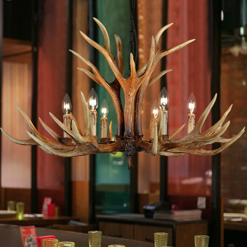 Lustre Geneviève en bois de cerf