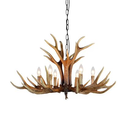 Lustre Geneviève en bois de cerf