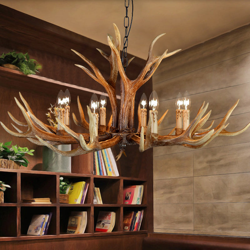 Lustre Geneviève en bois de cerf