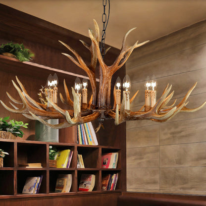 Lustre Geneviève en bois de cerf